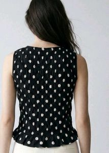 Chic Smocked Polka Dot Sleeveless Top