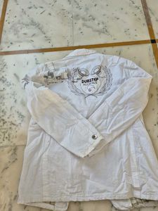 White Utility Jacket with Graphic Detail