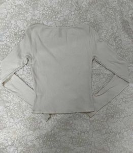 Ribbed Long Sleeve Corset Top