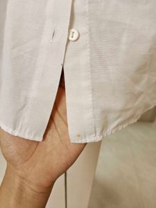 White Evil Eye Embroidered Cotton Shirt