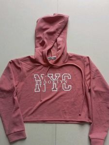 Pink NYC Brooklyn Cropped Hoodie