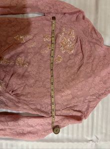 Pink Lace Blouse with Embellishments