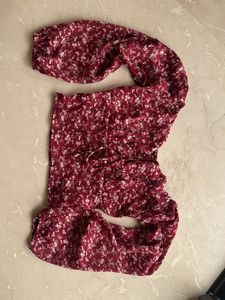 Maroon Floral Print Top