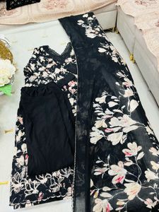 black patch work suit full embroidery