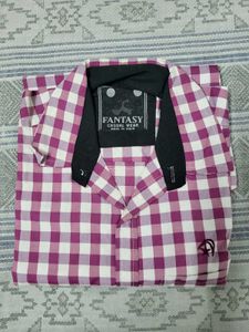Men's Pink & White Checkered Casual Shirt