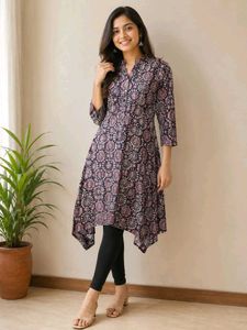 Printed Kurta with Black Bottom