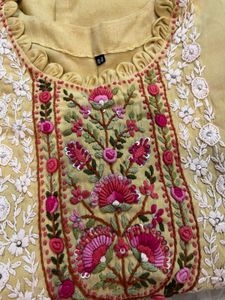 Hand Embroidered Yellow Kurta