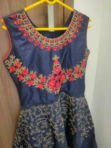 Embroidered Navy Maxi Dress