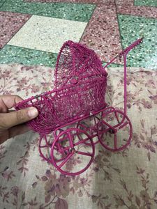 Metal Pink Wire Baby Stroller Decor