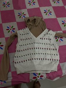 Cozy Knit Sweater Vest Set with high neck