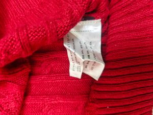 Red Cable Knit Bear Logo Sweater