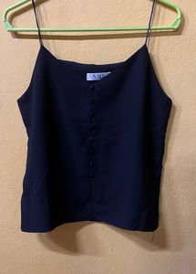 Black Button-Up Camisole Top