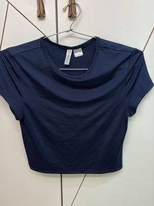 Navy Blue Cropped T-Shirt
