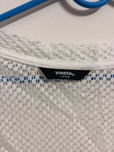 White Net Crop Top