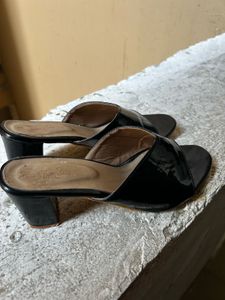 Black Heeled Mules