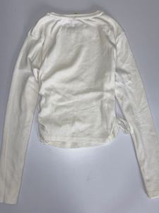 white Ruched Long Sleeve Top
