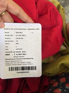 Beautiful Red Coords Set with price tag.