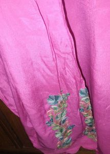 Beautiful Embroidered Pink Kurta set with heavy du