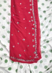 Stunning Red Embellished Saree