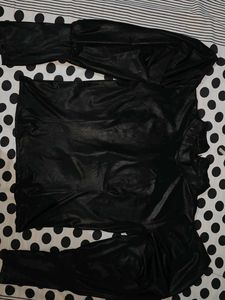 Black Leather look Long Sleeve Top