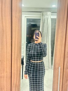 Stylish Grid Print Two-Piece Set
