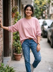 Pink Batwing Sleeve Top