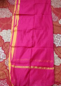 Vibrant Pink Dupatta with Golden Accents