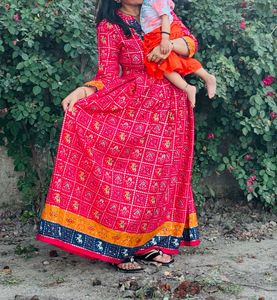 Beautiful Pink Bandhani Print Gown
