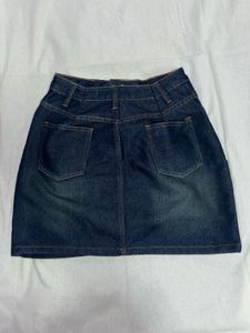 Classic Blue Washed Denim Mini Skirt