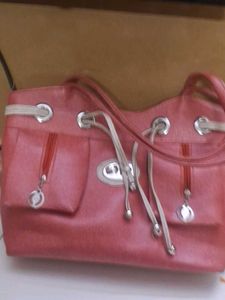 Chic Pink Drawstring Handbag