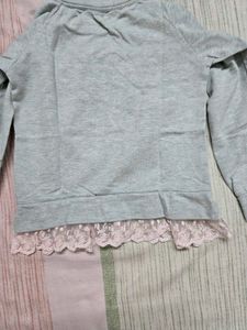 Grey Embroidered Flower Sweatshirt