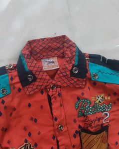 Boys Red Printed Shirt