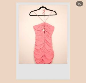 sale Pink Ruched Mini Dress