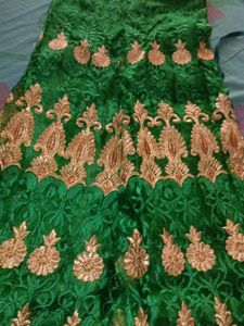 Elegant Green &amp; Gold Lehenga Skirt