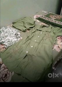 Green Embroidered Two-Piece Set