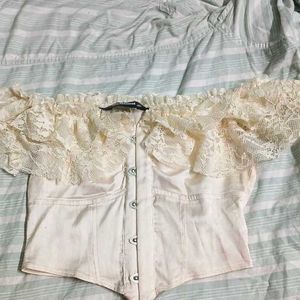 Elegant Off-Shoulder Lace Trim corset