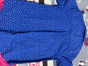 Blue Printed Button-Up Shirt