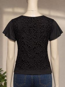 Black Lace Short Sleeve Top