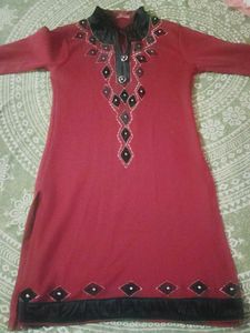 Embellished Red Kurta