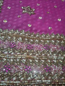 Exquisite Embroidered Pink Saree