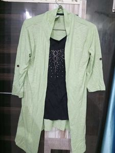 Pista Green Shrug with attached Black Top