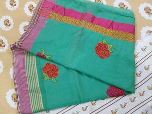 pure cotton embroidery beautiful saree