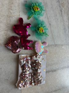 Cute Sequin &amp; Tulle Hair Clips Set