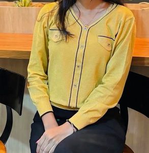 Sparkly Mustard Cardigan with Black Trim
