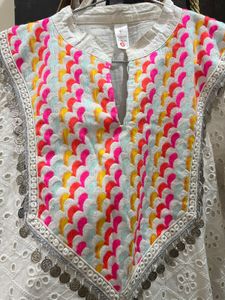 Elegant off White Embroidered Kurta