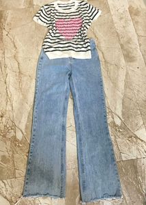 Striped Heart Knit Top