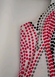 Retro Dot Print V-Neck Top