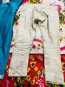 green  Kurta with Cream Pants
