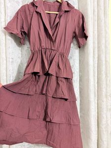 Korean style Ruffled Tiered Midi Dress