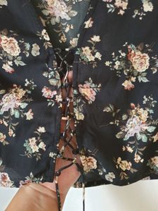 Midnight Garden lace up blouse